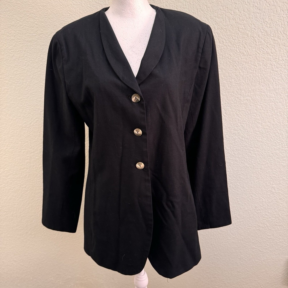 Branka Klaridge Women's Blazer Made in the USA Black Size 10 Lined Rayon Buttons
